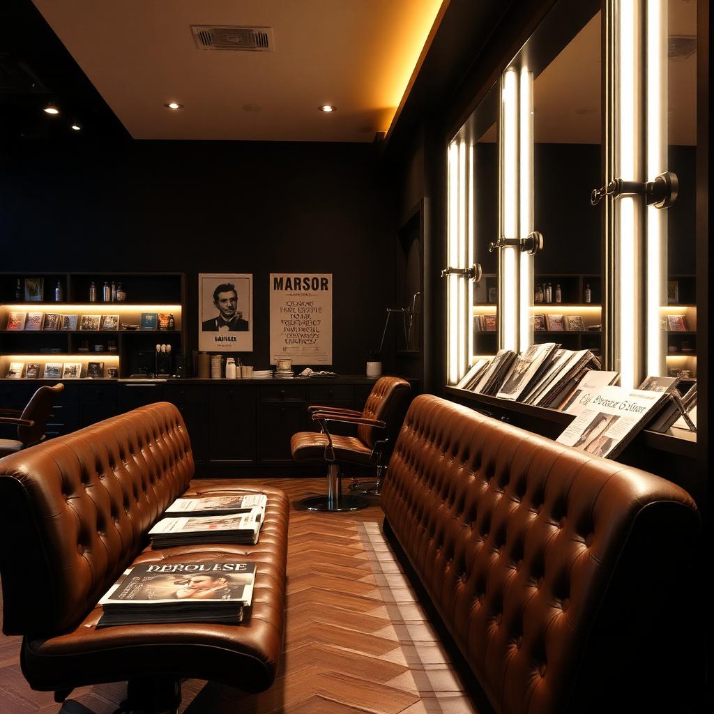 Waiting area with leather bench
